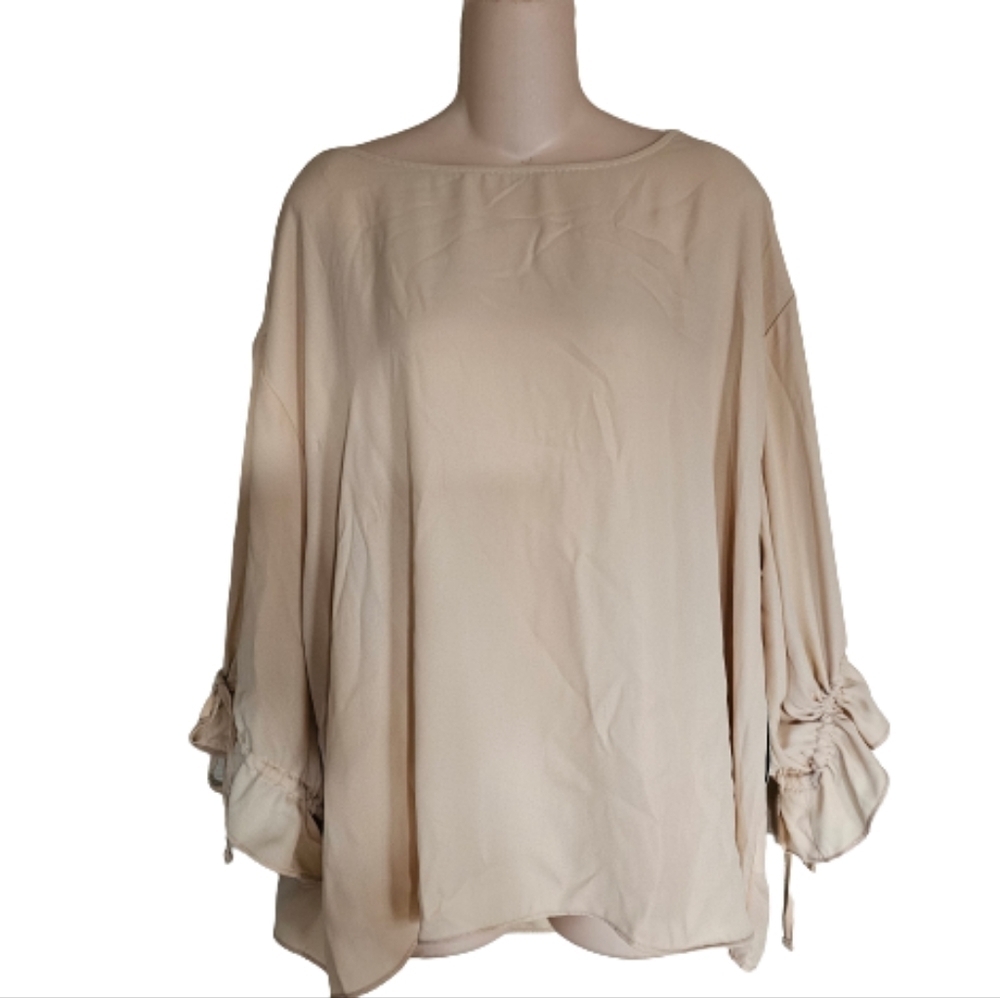 Worthington French Beige Quarter Sleeve Blouse Size Women's XXL NEW with Tag